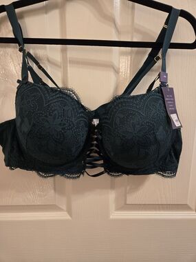 Lane Bryant Cacique Teal Lace Corset Bra